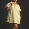 Sukienki swobodne kobiety plus koszula wielkości krótki rękaw luz letni guzika tunik