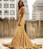 Plus Size Diamond Gold Prom Dresses For Black Women Sexy Deep V Neck Mermaid Evening Dress Beaded Sequin Aso African Formal Party Dress 2024 Vestidos De Noite Abiye