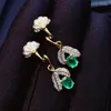 Orecchini a pennagliera Natural Emerald Gemstone Everring Real 925 Sterling Sterling For Women Gift Jewelry Vendite con vendita di autorizzazione