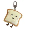 Keychains Lanyards Toast Bread Plush Bread Keychain Ins Decoration Charm Söt nyckelkedja Kawaii Cartoon Bread Keyring Ryggsäck Pendant