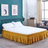 Thicken Ruffles Eyelet Floral Embroidery Scalloped Elastic Dust Ruffle Bed Skirt With Premium Cotton Polyester Fabric 240415