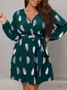 Vestidos femininos Finjani plus size vestidos de penhas lanterna de lanterna com cinto de roupas casuais para o outono 240411