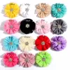 Flores decorativas 5 piezas/lote 6.5cm 15 colores Chiffon artificial con diamantes de imitación para accesorios de flores de diadema infantil clips para el cabello para niños