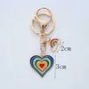 Keychains Lanyards 새로운 간단한 패션 합금 무지개 러브 키 체인 일본어 및 한국인 스타일 성격 가방 펜던트 키 체인 액세서리