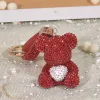 Keychains Keychain Cute Diamondencrousted Bear Car Key Pendant Diamond Female Highend Personality Bag Pendant Valentine's Day Present