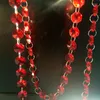 Party Decoration Wholesale Price 50m/lot Red Crystal Octagon Beads In 2 Holes Diy Garlands Strands For Wedding & Holiday Decorations