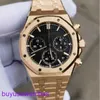 AP pols Watch Montre Royal Oak Series 26240or OO Rose Gold vol goud zwarte plaat heren Mens Fashion Plavice Business Sports Back Transparant Mechanical Watch