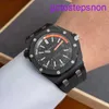 Designer AP Wrist Watch Royal Oak Offshore Series 15707CE Black Ceramic Black Plate Quarter Orange Mens Fashion Loisir Business Machinery Sports Machinery