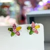 Stud Earrings Earring Jewelry Multicolor Tourmaline Gemstone 3 6mm Silver For Wedding Dating Lady Gift