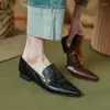 Casual Shoes Pointed Toe Flats Slip On Women Loafers Soft Real Leather Simple Style Daily Shoespring Autumn Basic Lady