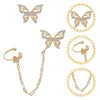 Backs Earrings Stud Butterfly Double Hoop Chain Trendy Simple And Stylish Asymmetric For Women Miss