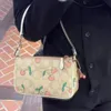 패션 가방 가방 여성 새로운 핑크 러브 마작 PVC 코팅 된 오래된 꽃 싱글 어깨 겨드랑이 가방