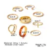 Creative Cross Open Ring, Amber Resin 9-piece Set with Ring Paddle