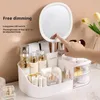 Cosmetic storage box Desktop dressing table Makeup mirror Skincare rack Lipstick sorting 240329