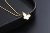 Designer Van Light Luxury White Agate Snake Bone Chain S925 Silver Butterfly Necklace Female Rose Gold Crowd Design High Sense