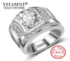 Yhamni Fashion Original 100 925 Anillos de compromiso de la promesa de plata para parejas Mujeres Anillo de bodas Luxury 1ct Cz Circon Jewelry K9178912
