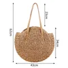 Sacs à bandoulières 2024 Roard Round Fatw Round Parth For Beach Woven Handbags Female Message Totes Bag