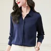 Boulons pour femmes Real Silk Basic Shirt Boutons à manches longues Shirts de mode élégants pour femmes Tops Office Lady Work Wear Chemis