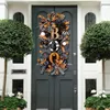 Flores decorativas do Halloween Decoration Door Hanging Garland Festival Pumpkin Horror Boo Sign Courtyard Wreath for Front