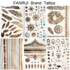 Sexy Sun Moon Star Temporary Tattoo Women Party Body Arm Art Fake Flash Tatoos Gold Metallic Stickers Girl Bracelet Wrist 240408