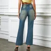 Jeans femininos Cantura alta lavada Retro Solid Straight Hole Pants Ladies Denim Troushers fazem antigas streetwears casuais ropa de mujer