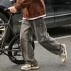 Jeans masculins de style coréen travail homme printemps automne américain high street lâche pantalon droit lavé pantalon à la mode à la mode en détresse