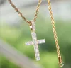 925 Sterling Silber CZ Kreuzanhänger fester Mikro Jesus Kreuz Anhänger Halskette Hip Hop Micro Pave Cubic Zirkon Schmuck 3699392