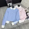Designer Kvinnor Blusar Shirts 24 Spring/Summer Contrasing Polo Short Shirt Classic Invertered Triangle Etikett Enkel och mångsidig skjorta XCF9