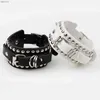 Other Bracelets Black Leather Wristband Bracelet Cuff Goth Gothic Punk Bracelets Women Men Spikes Rivet Stud Bangle Cosplay Rock Unisex JewelryL240415