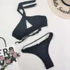 2024 New Bikini Bikini Nylon Solid Color Sexy Bikini Badekleidung