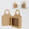 Presentförpackning 25st Kraft Paper Wine Bottle Box med fönster hängande fällbara år bröllopsfester gynnar