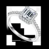 grossistpris S925 Sterling Silver Gold Plated Emerald Cut 1CT Moissanite Engagement Wedding Diamond Halo Ring for Women