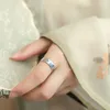 Pierścionki z klastrem kolorowe pomyślne fale rybne pierścionek dla lady palców akcesoria vintage mroczne srebrne biżuteria