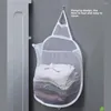 Laundry Bags Folding Basket Dirty Clothes Bathroom Mesh Bag Quick Drying Wall Hamper Sundries Toys Organizer Frame Bucket