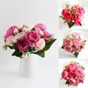 Flores decorativas 30 cm rosa rosa seda seda peony artificial 5/12 cabezas falsas philps rosas sala de estar decoración de boda de boda falso