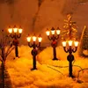 Decorative Figurines 8Pc Mini Christmas Lamp Post Train Miniature Street Light For DIY Dollhouse Village Pathway