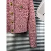 2024 Roupas femininas Jaqueta de malha de tweed rosa Spring Summer Novo 415