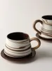 Tassen Japanische handgefertigte Kaffeetasse Retro Home Kreativer Nachmittagstee und Untertassen -Set Paarpaar Tassen mit Tablett CN (Ursprung)