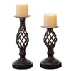 Candle Holders Retro Holder Decoration Light Luxury Hollow Wedding Candlelight Dinner Props Table