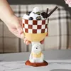 Tazze in ceramica stile cartone animato alto vetro dipinto a mano acqua carina creativa tazza lrregolare adorabile vino