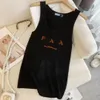 Tank top mulher designer de luxo malha de verão confortável bordado largo ombro de ombro de pescoço de pescoço sem mangas camisetas lúpicas designer de luxo colete de cores sólido