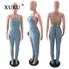 Jeans pour femmes xuru européen et américain Fashion Slim Fit Open Back Bandage Cowboy Jumpsuit N7-6060