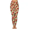 Active Pants Red Fruit Print Yoga Cherry Mönster Gym Leggings Push Up Elastic Sport Sexig Design Legging Birthday Present