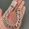 20 mm bredd Anpassad isad smycken Byst ner Moissanite Cuban Chain Link Armband