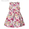 Flickans klänningar 2023 Spring Summer Girl Vest Dress Kids ärmlös tryckt Princess Dress Baby Korean Version Broken Flowers Casual Sundress T240415