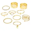 New Moon Women's Personalized Simple Folding Style Gold Spring Alloy Ring Handpiece