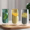 Weingläser mehrfarbige Gallenglasglas Doppelschicht Tasse verdickte Isolierung Kaffeesaft Milch Einfacher Farbe Doppelwand High Borosilicate