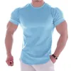 2024 Summer Sports t shirt Men Gyms Fitness Short sleeve T-shirt Male quick-dry Bodybuilding Workout Tees Tops Men clothing 240415