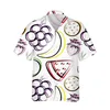 メンズカジュアルシャツ2024 3Dプリントパイナップルスイカハワイアンシャツメンズトロピカルフルーツパターン夏のアロハボタンダウン半袖