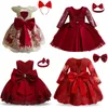 1-5y babhaghers eids gowns for red costumes for Children Party Clothings for Princess Birthdas Wedding Prom Elegant Formant Dress240412